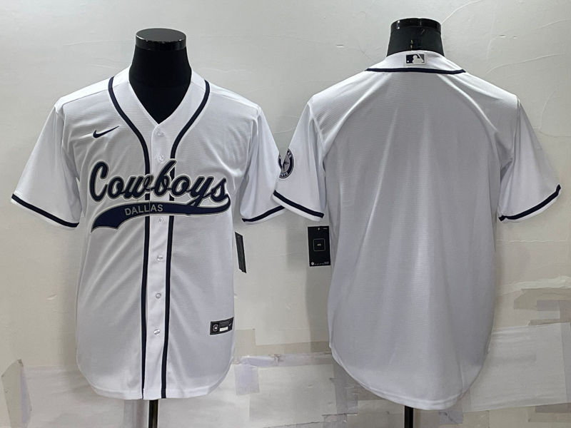 Men's Dallas Cowboys Blank White Cool Base Stitched Baseball Jersey Men's Dallas Cowboys Blank White Cool Base Stitched Baseball Jersey